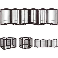 Unipaws 31.5-in 6 Panel Freestanding Wooden Wire Dog & Cat Gate, Espresso 9 Unipaws 31.5-in 6 Panel Freestanding Wooden Wire Dog & Cat Gate, Espresso -PetSafe Kong Shop 263519 PT2. AC SS1800 V1607467079