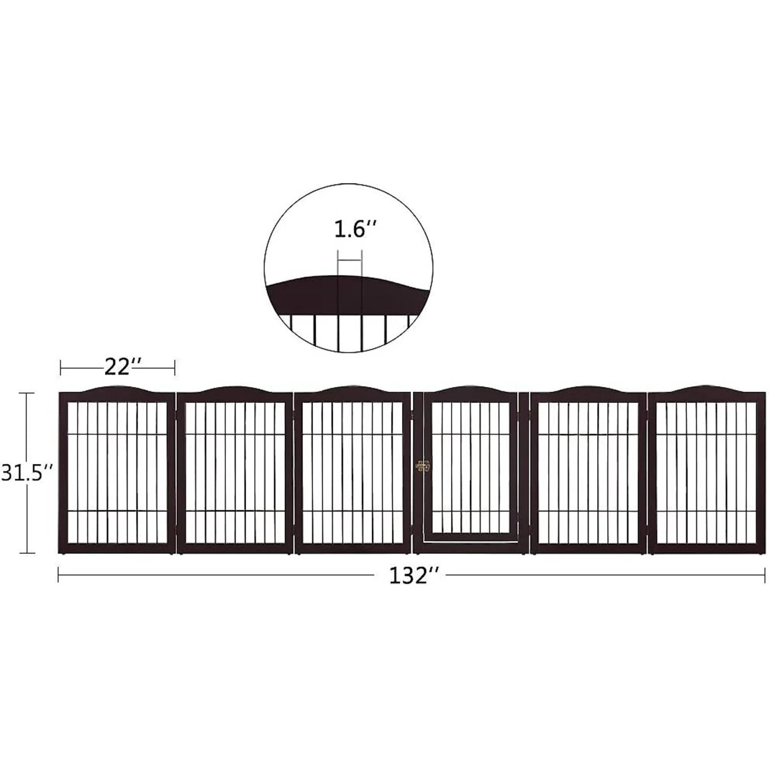 Unipaws 31.5-in 6 Panel Freestanding Wooden Wire Dog & Cat Gate, Espresso 5 Unipaws 31.5-in 6 Panel Freestanding Wooden Wire Dog & Cat Gate, Espresso - Image 5