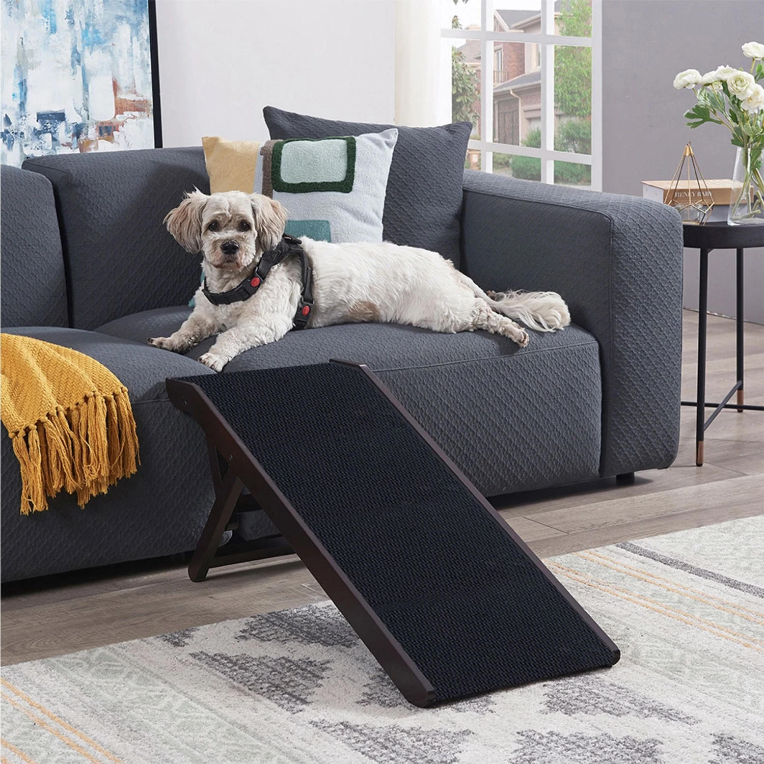 Unipaws Foldable Wooden Cat & Dog Ramp 1 Unipaws Foldable Wooden Cat & Dog Ramp