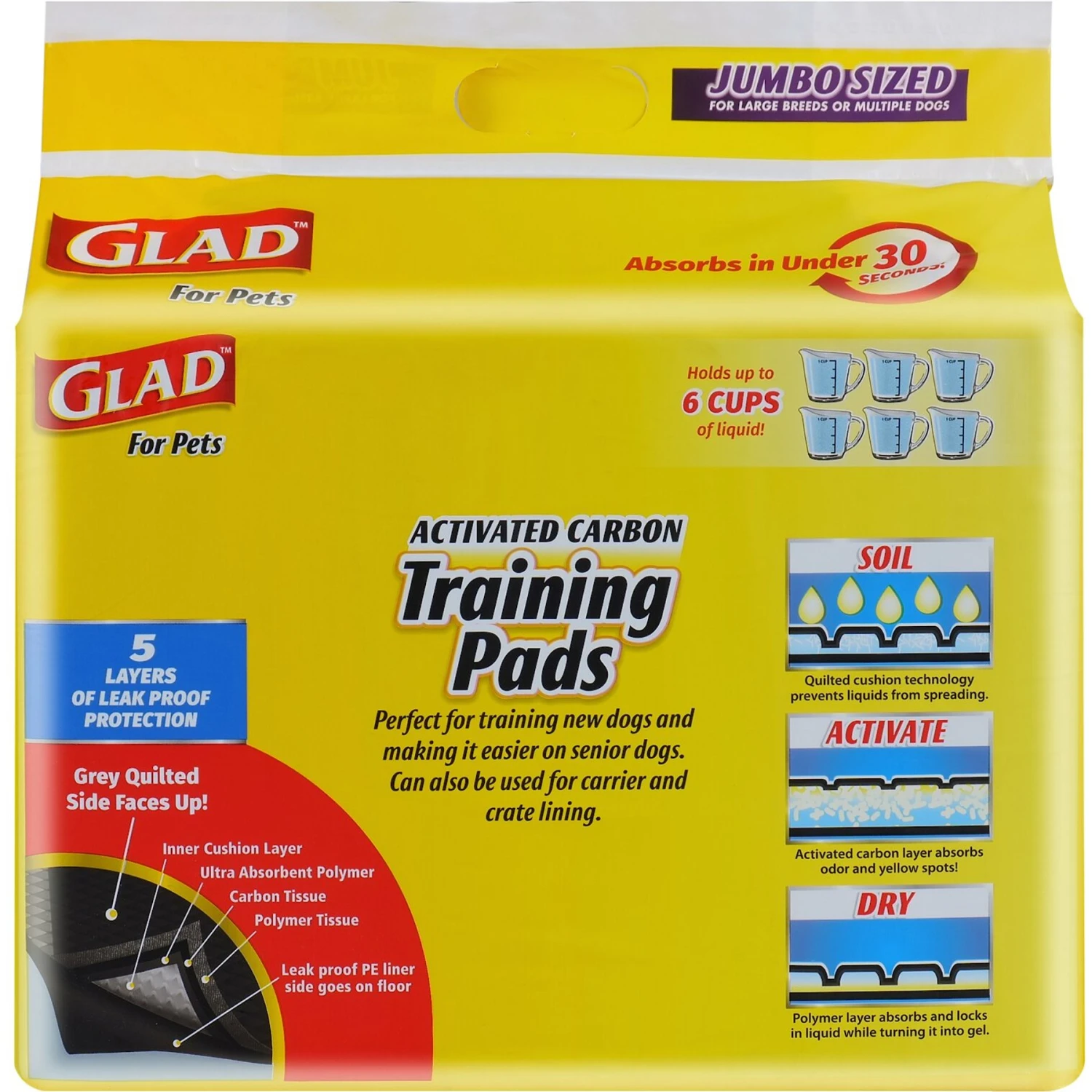 Glad Activated Carbon Jumbo Sized Dog Training Pads 2 Glad Activated Carbon Jumbo Sized Dog Training Pads - Image 2