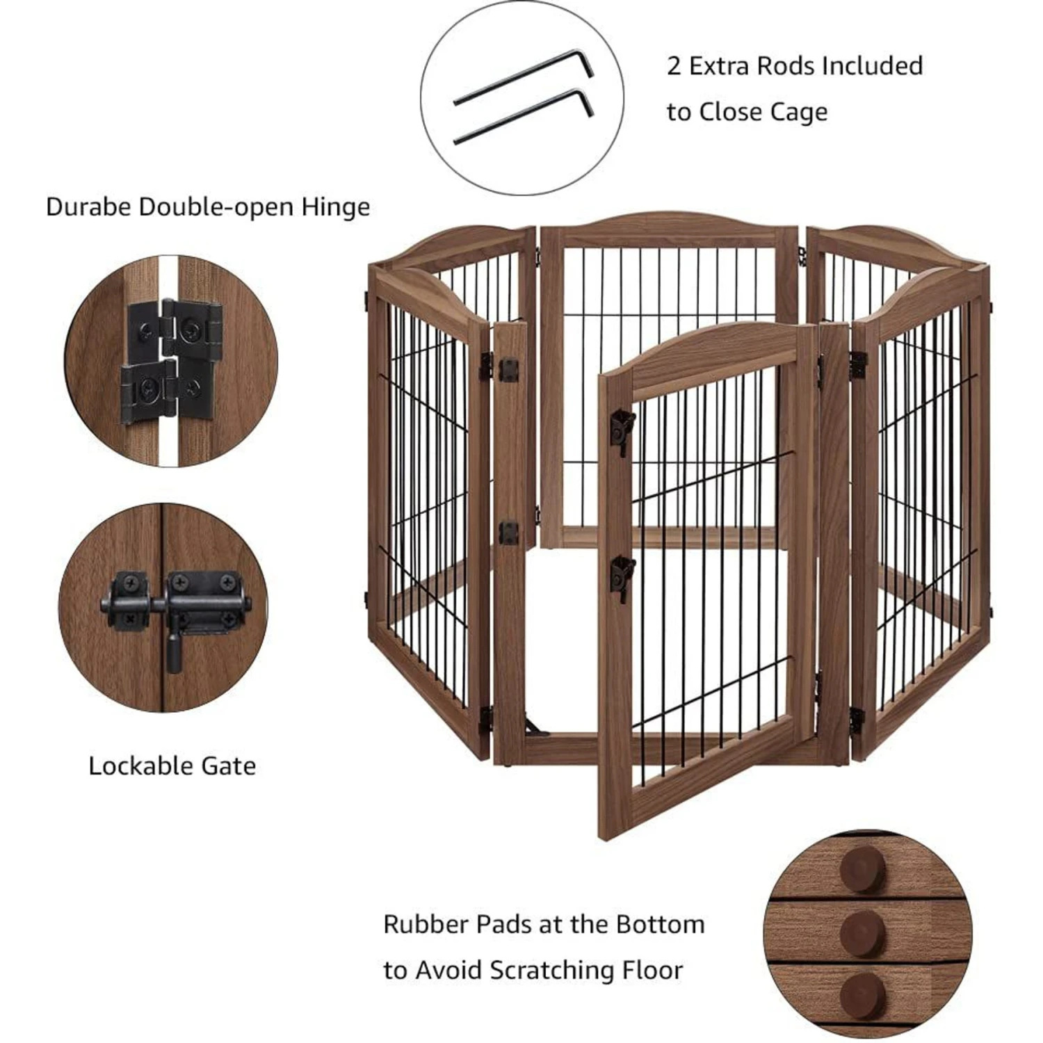 Unipaws 6 Panel Wire Dog Playpen Freestanding Pet Gate 5 Unipaws 6 Panel Wire Dog Playpen Freestanding Pet Gate - Image 5
