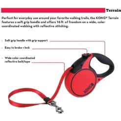 KONG Retractable Terrain Nylon Reflective Retractable Dog Leash -PetSafe Kong Shop 264950 PT4. AC SS1800 V1610818794