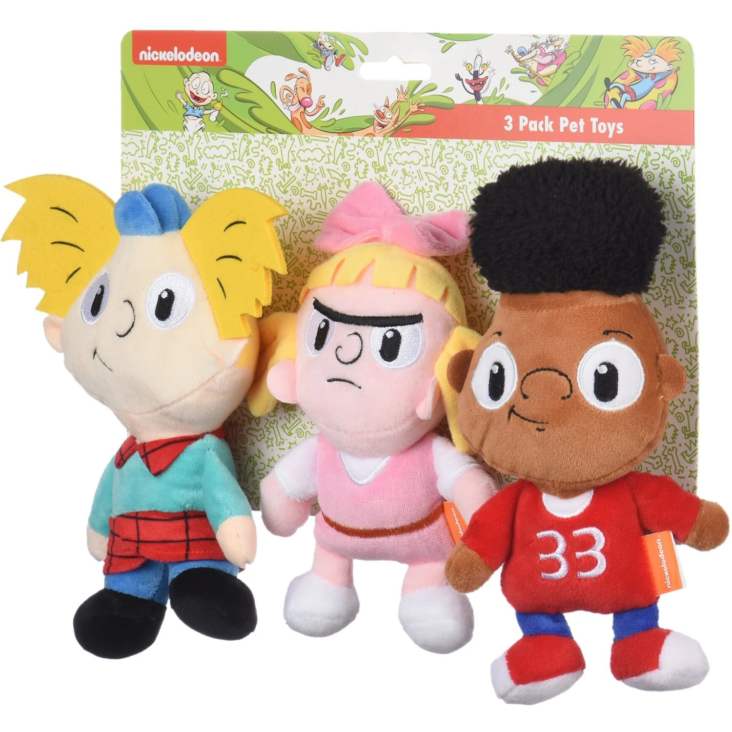 Fetch For Pets Nickelodeon Hey Arnold Gerald, Helga & Arnold Squeaky Plush Dog Toys, 3 Count 2 Fetch For Pets Nickelodeon Hey Arnold Gerald, Helga & Arnold Squeaky Plush Dog Toys, 3 Count - Image 2