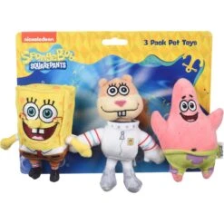 Fetch For Pets Patrick, SpongeBob & Sandy Squeaky Plush Dog Toys, 3 Count