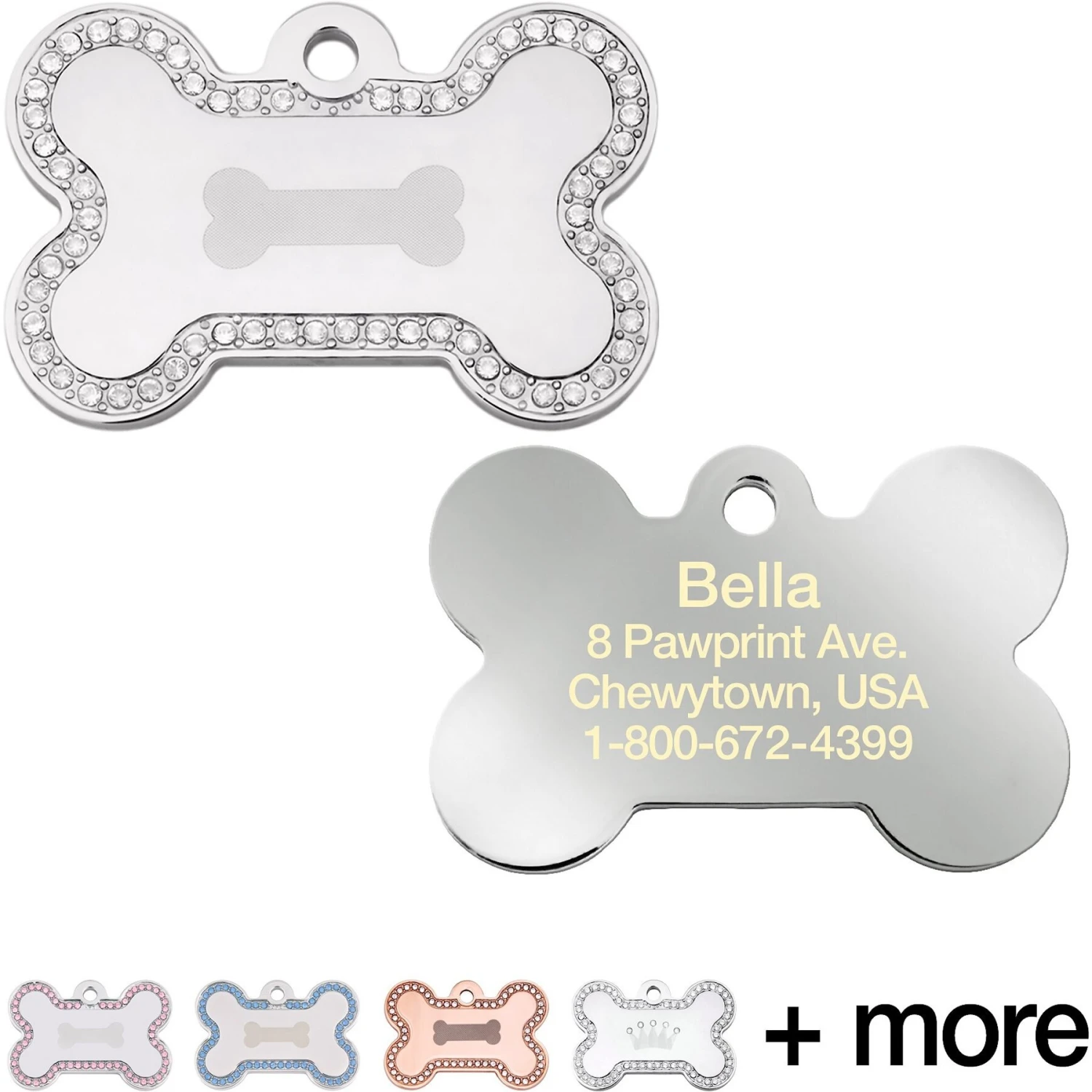 Quick-Tag Diva Bone & Etched Bone Personalized Dog ID Tag 1 Quick-Tag Diva Bone & Etched Bone Personalized Dog ID Tag
