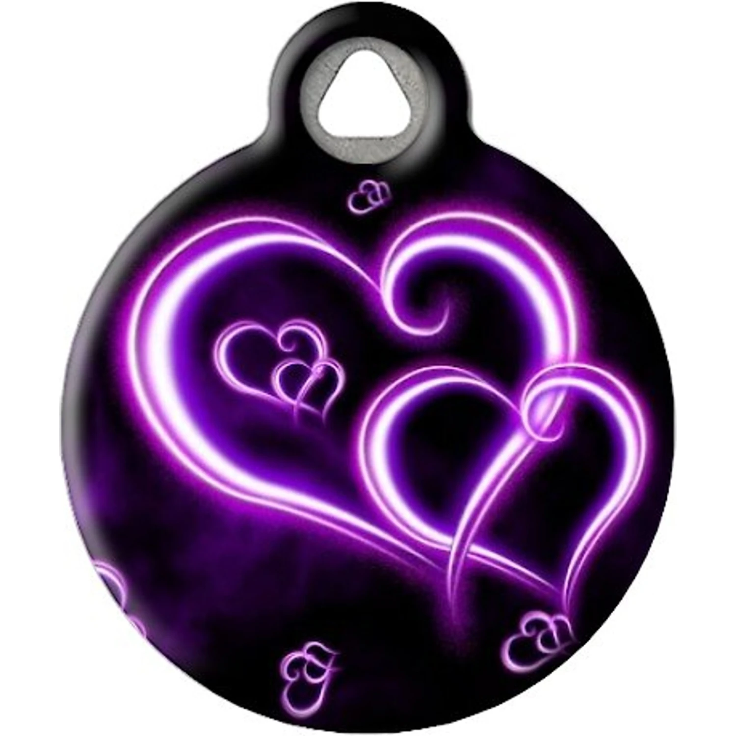 Dog Tag Art Neon Purple Hearts Personalized Dog & Cat ID Tag 2 Dog Tag Art Neon Purple Hearts Personalized Dog & Cat ID Tag - Image 2