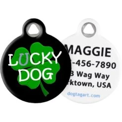 Dog Tag Art Lucky Dog Clover Personalized Dog ID Tag