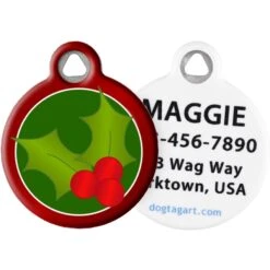 Dog Tag Art Christmas Holly Personalized Dog & Cat ID Tag