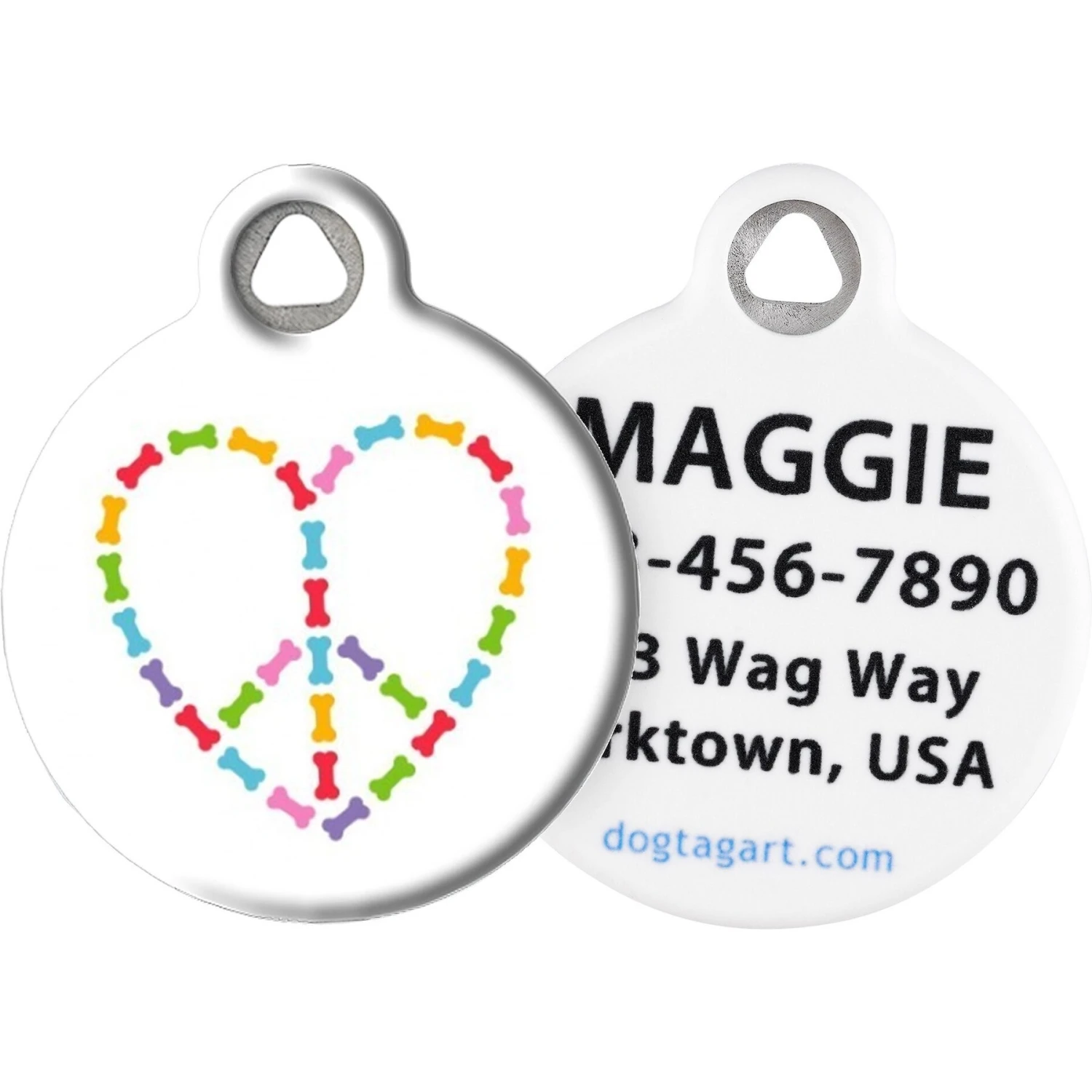 Dog Tag Art Peace & Love Bones Personalized Dog ID Tag 1 Dog Tag Art Peace & Love Bones Personalized Dog ID Tag