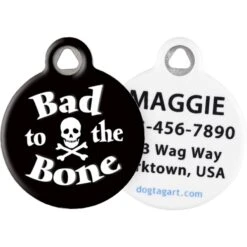 Dog Tag Art Bad To The Bone Personalized Dog ID Tag