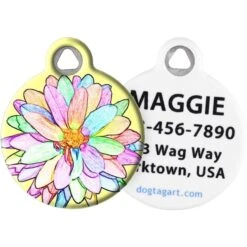 Dog Tag Art Sketched Flower Personalized Dog & Cat ID Tag
