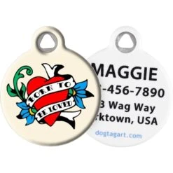 Dog Tag Art Born To Be Loved Tattoo Personalized Dog & Cat ID Tag