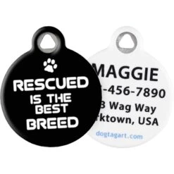 Dog Tag Art Rescued Is The Best Breed Personalized Dog & Cat ID Tag