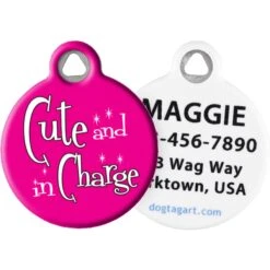 Dog Tag Art Cute & In Charge Personalized Dog & Cat ID Tag