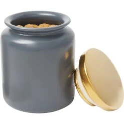 Frisco Modern Gold Rim Ceramic Treat Jar -PetSafe Kong Shop 270190 PT6. AC SS1800 V1627669999