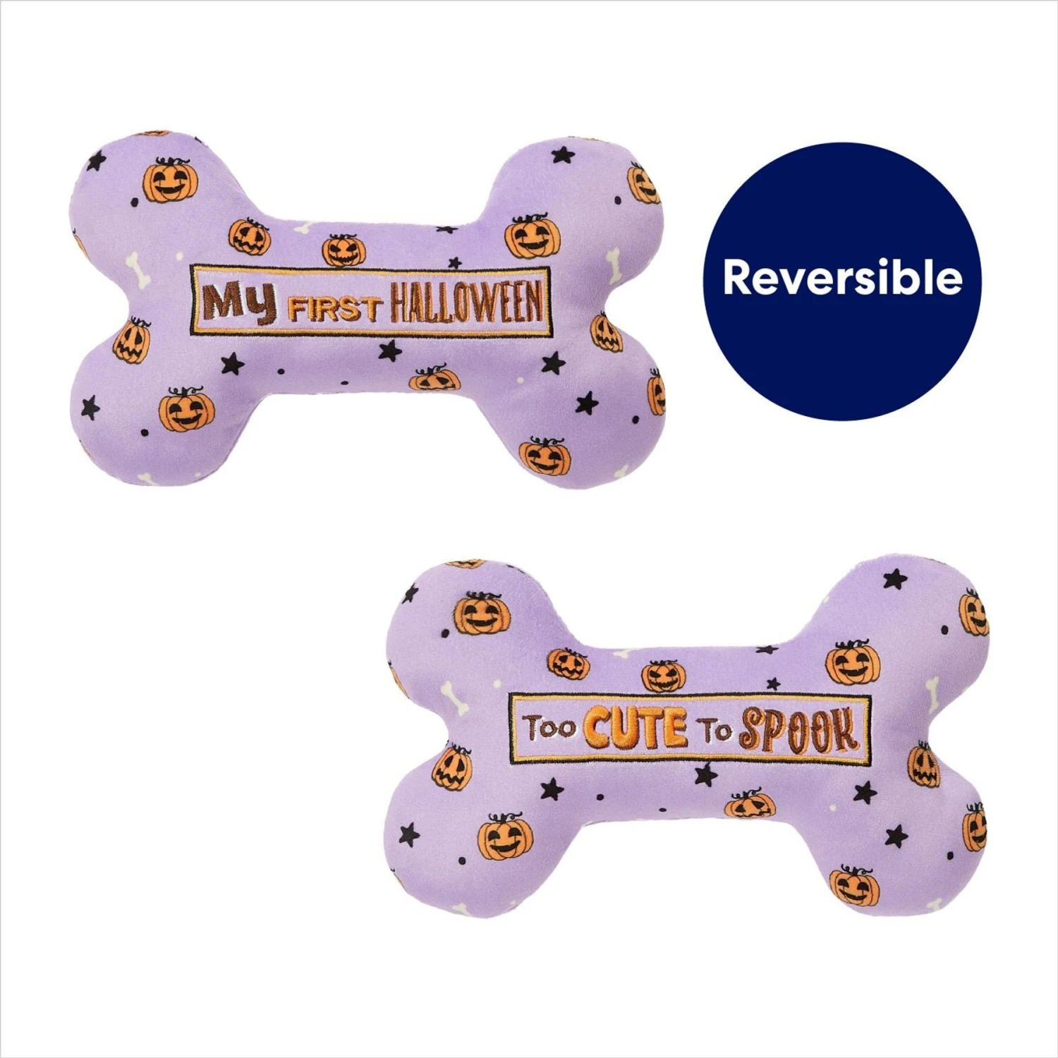 Frisco Halloween My First Halloween Bone Reversible Plush Squeaky Dog Toy 3 Frisco Halloween My First Halloween Bone Reversible Plush Squeaky Dog Toy - Image 3