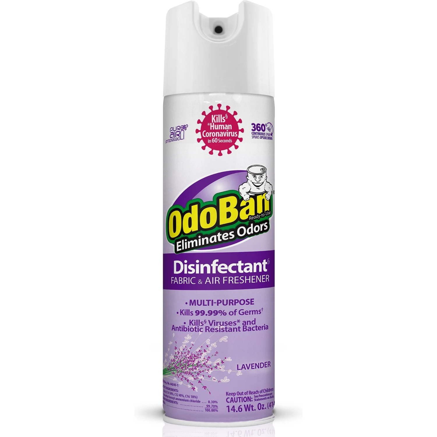OdoBan Disinfectant Fabric & Air Freshener Lavender Spray, 14.6-oz Bottle 1 OdoBan Disinfectant Fabric & Air Freshener Lavender Spray, 14.6-oz Bottle