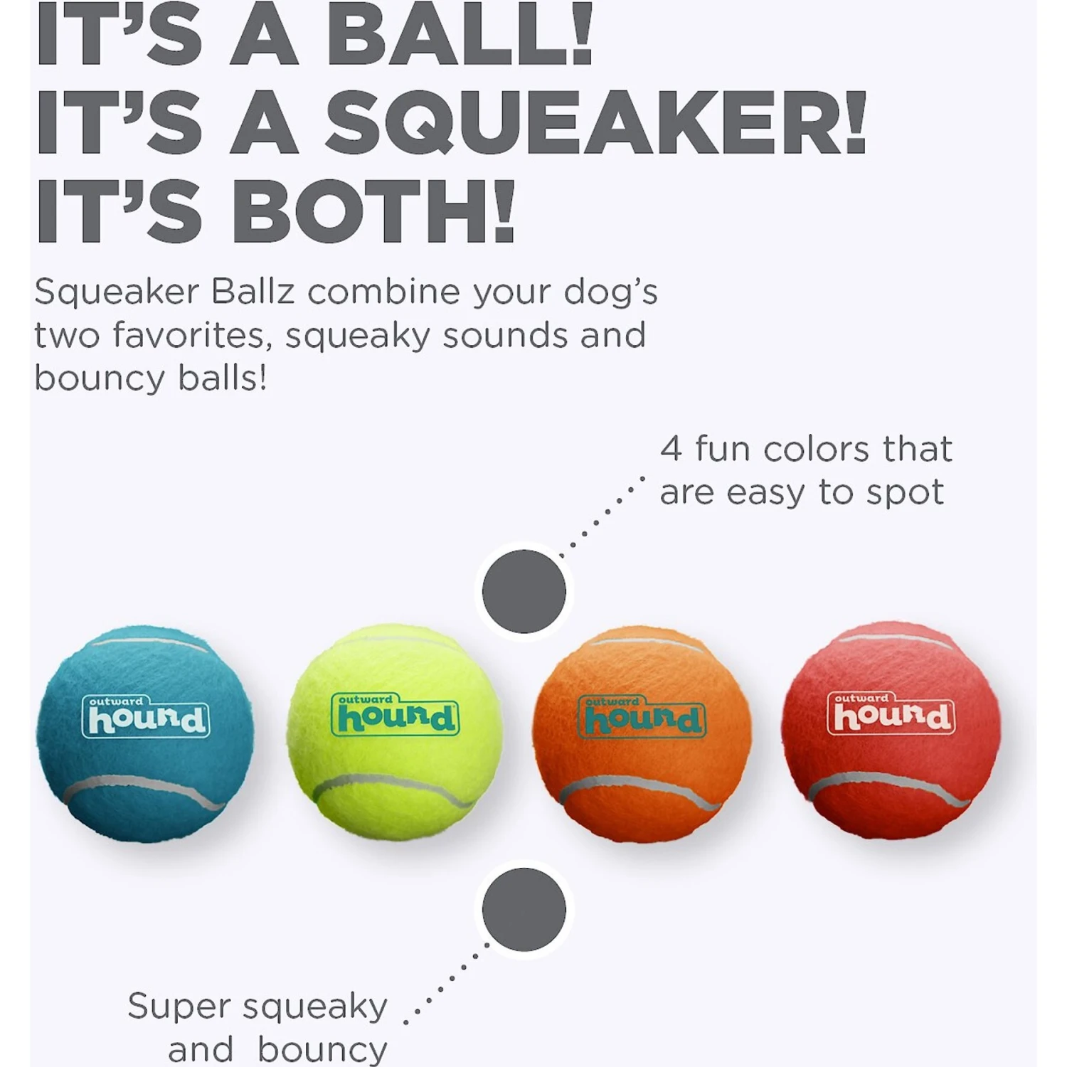 Outward Hound Squeaker Balls Medium Dog Toys, 6 Count 2 Outward Hound Squeaker Balls Medium Dog Toys, 6 Count - Image 2