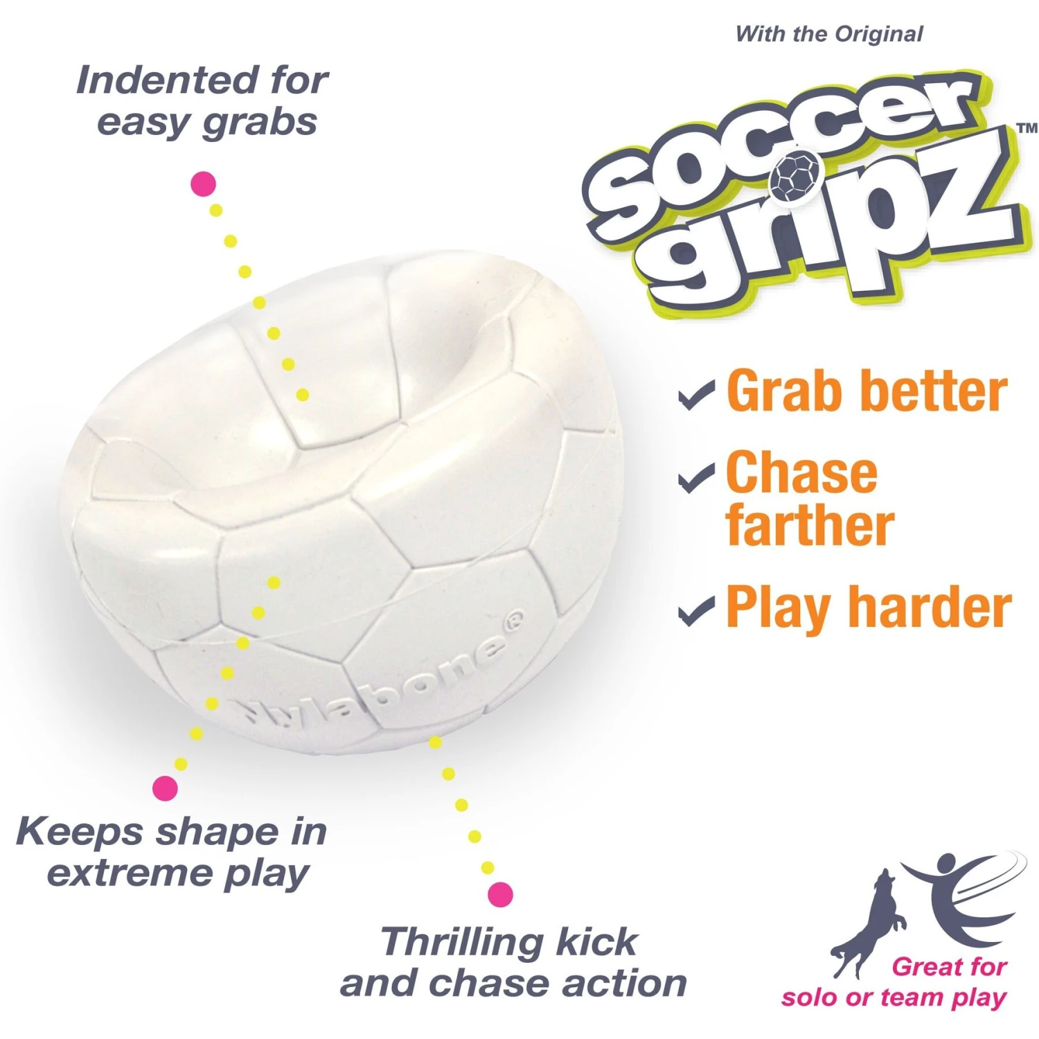 Nylabone Power Play Gripz Soccer Ball Dog Toy 3 Nylabone Power Play Gripz Soccer Ball Dog Toy - Image 3