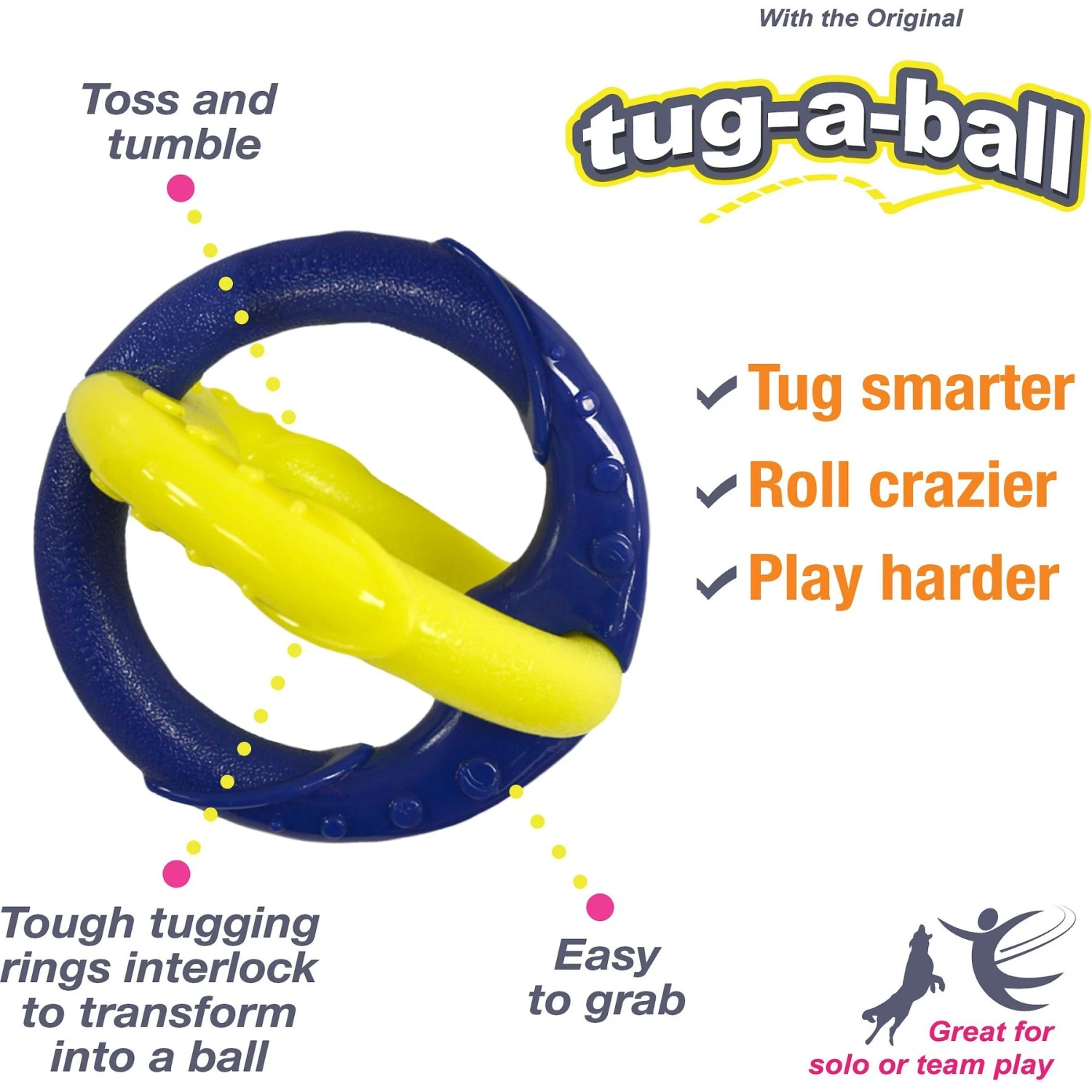 Nylabone Power Play Tug-a-Ball 2-in-1 Ball & Tug Dog Toy 2 Nylabone Power Play Tug-a-Ball 2-in-1 Ball & Tug Dog Toy - Image 2
