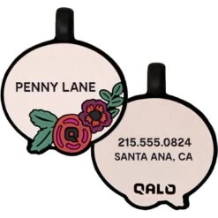 QALO Blush Floral Personalized Dog ID Tag