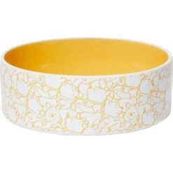 Disney Winnie The Pooh Non-Skid Ceramic Dog & Cat Bowl, Yellow