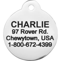Frisco Chewy Stainless Steel Personalized Dog & Cat ID Tag With Enamel Infill, Round -PetSafe Kong Shop 281947 PT4. AC SS1800 V1622726244