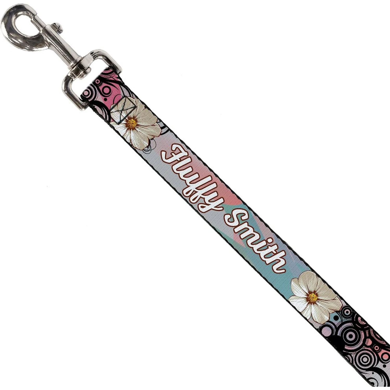 Buckle-Down Personalized Dog Leash, Flowers & Filigree 1 Buckle-Down Personalized Dog Leash, Flowers & Filigree
