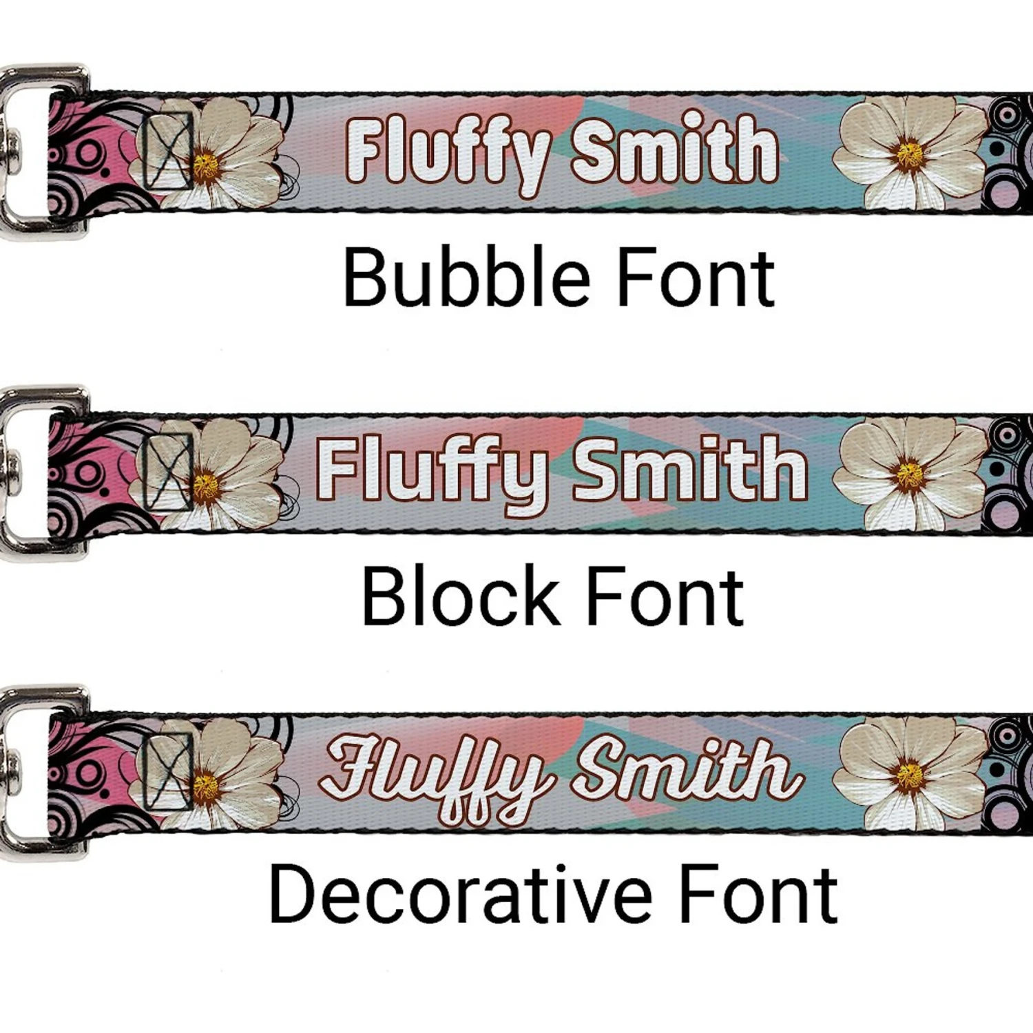 Buckle-Down Personalized Dog Leash, Flowers & Filigree 2 Buckle-Down Personalized Dog Leash, Flowers & Filigree - Image 2