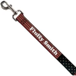 Buckle-Down Personalized Dog Leash, Vintage US Flag Stretch