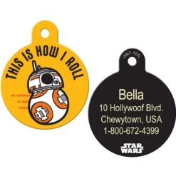 Quick-Tag Star Wars BB-8 How I Roll Circle Personalized Dog & Cat ID Tag