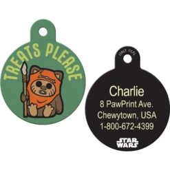 Quick-Tag Star Wars Ewok Treats Plz Circle Personalized Dog & Cat ID Tag