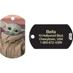Quick-Tag Star Wars The Mandalorian's The Child Baby Yoda Military Personalized Dog & Cat ID Tag
