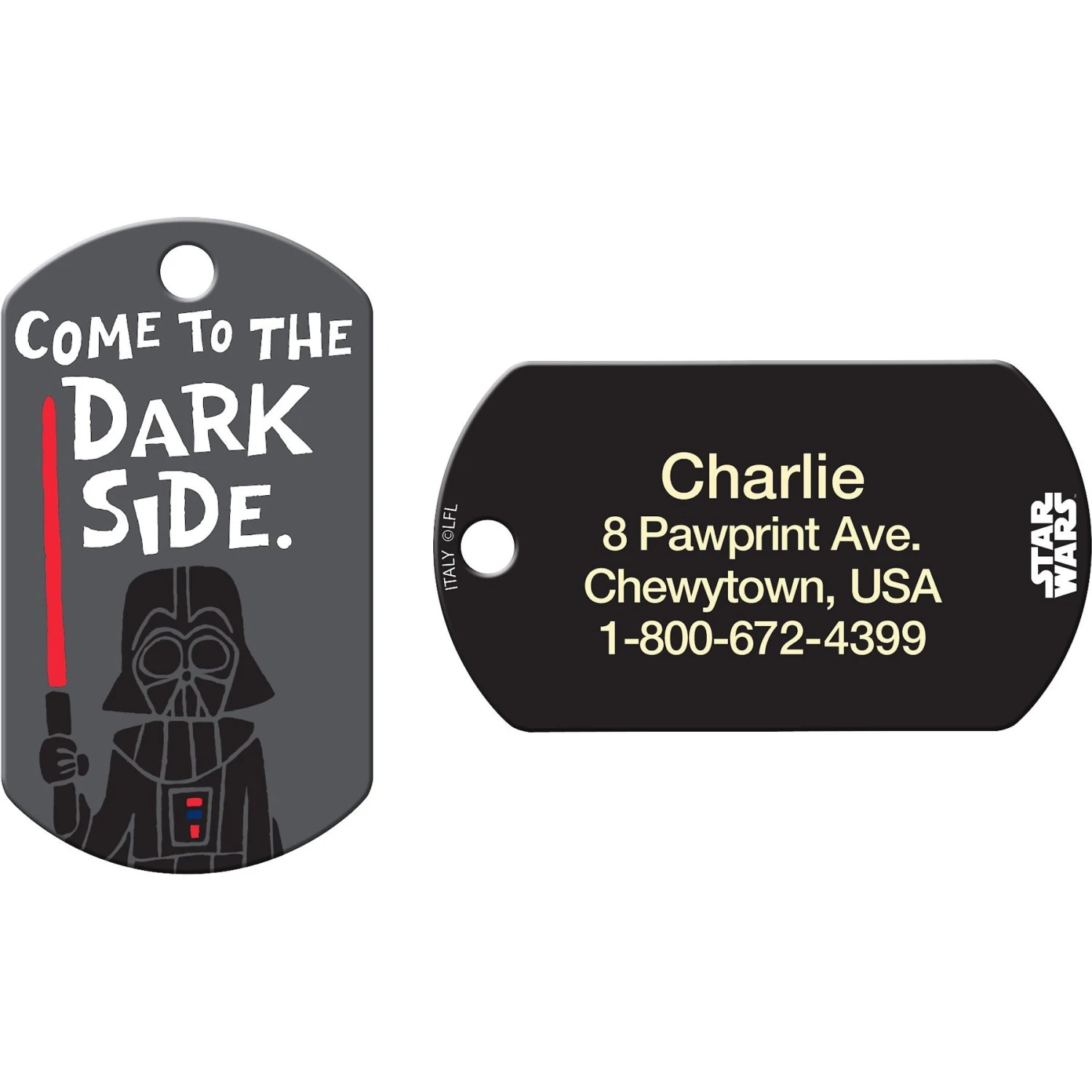 Quick-Tag Star Wars Darth Vader Dark Side Military Personalized Dog & Cat ID Tag 1 Quick-Tag Star Wars Darth Vader Dark Side Military Personalized Dog & Cat ID Tag
