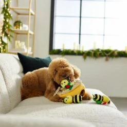 Frisco Holiday Bee Merry Hide & Seek Puzzle Plush Squeaky Dog Toy -PetSafe Kong Shop 287099 PT3. AC SS1800 V1632773507