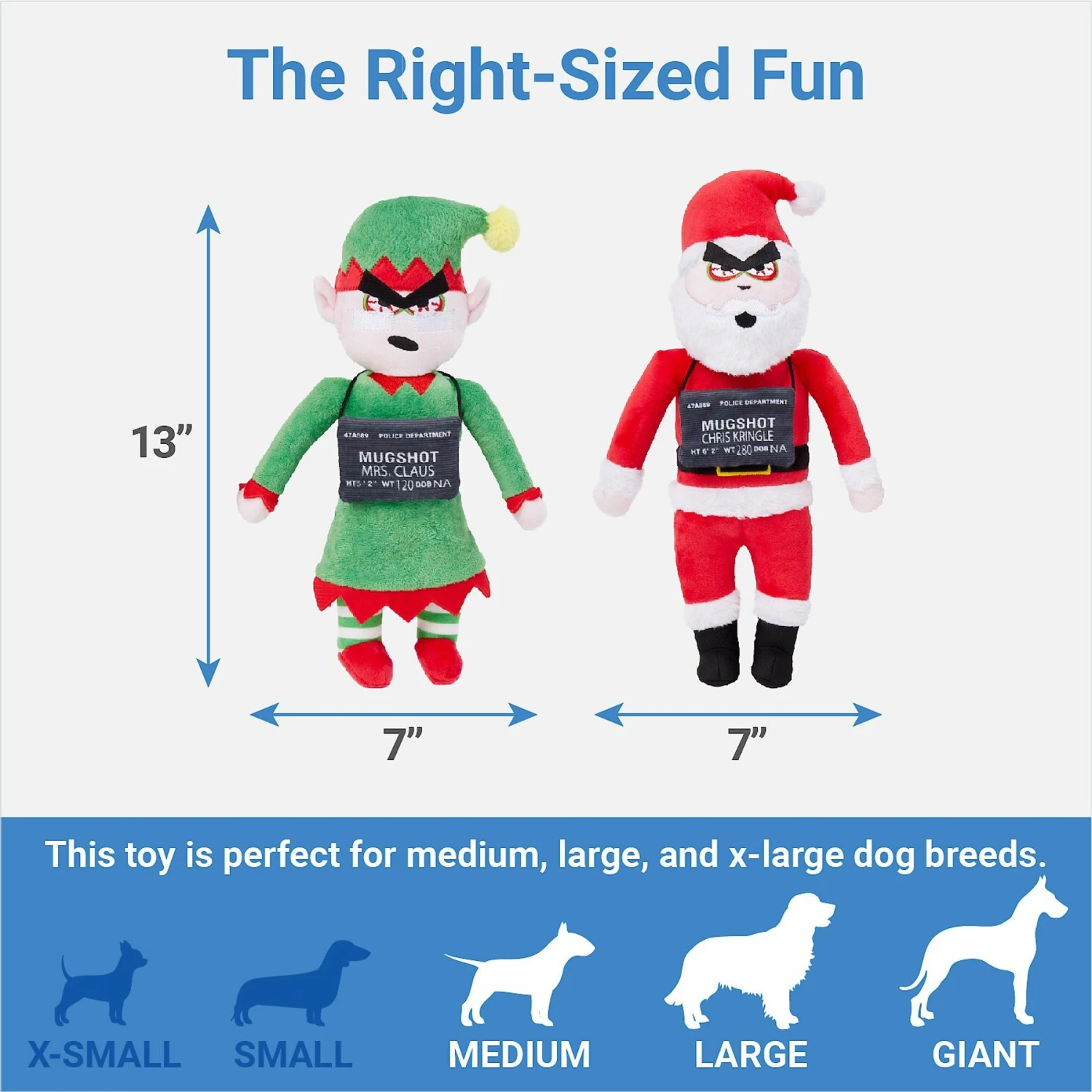 Frisco Holiday Bad Santa & Elf Plush Squeaky Dog Toy 2 Frisco Holiday Bad Santa & Elf Plush Squeaky Dog Toy - Image 2
