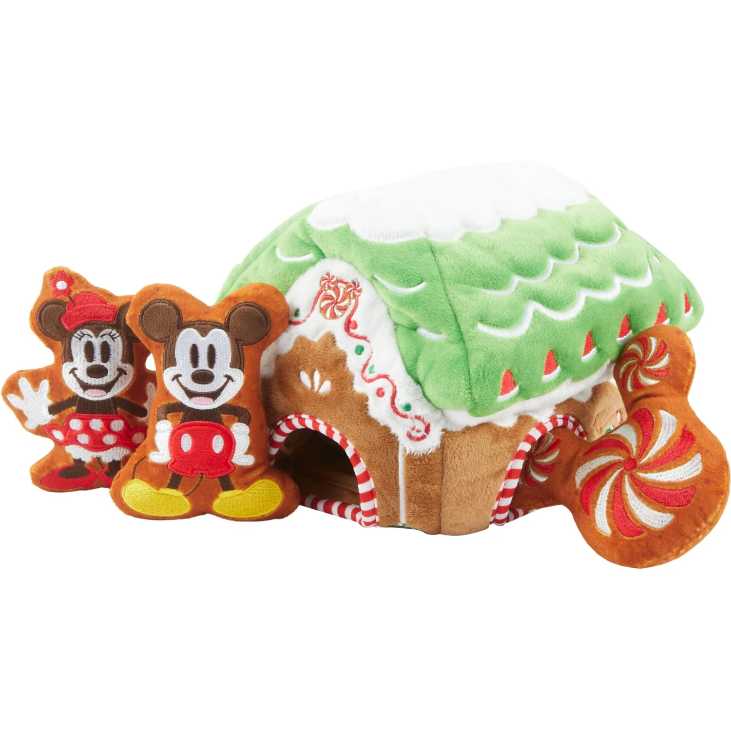 Disney Holiday Mickey & Minnie Mouse Gingerbread House Hide & Seek Puzzle Plush Squeaky Dog Toy 1 Disney Holiday Mickey & Minnie Mouse Gingerbread House Hide & Seek Puzzle Plush Squeaky Dog Toy