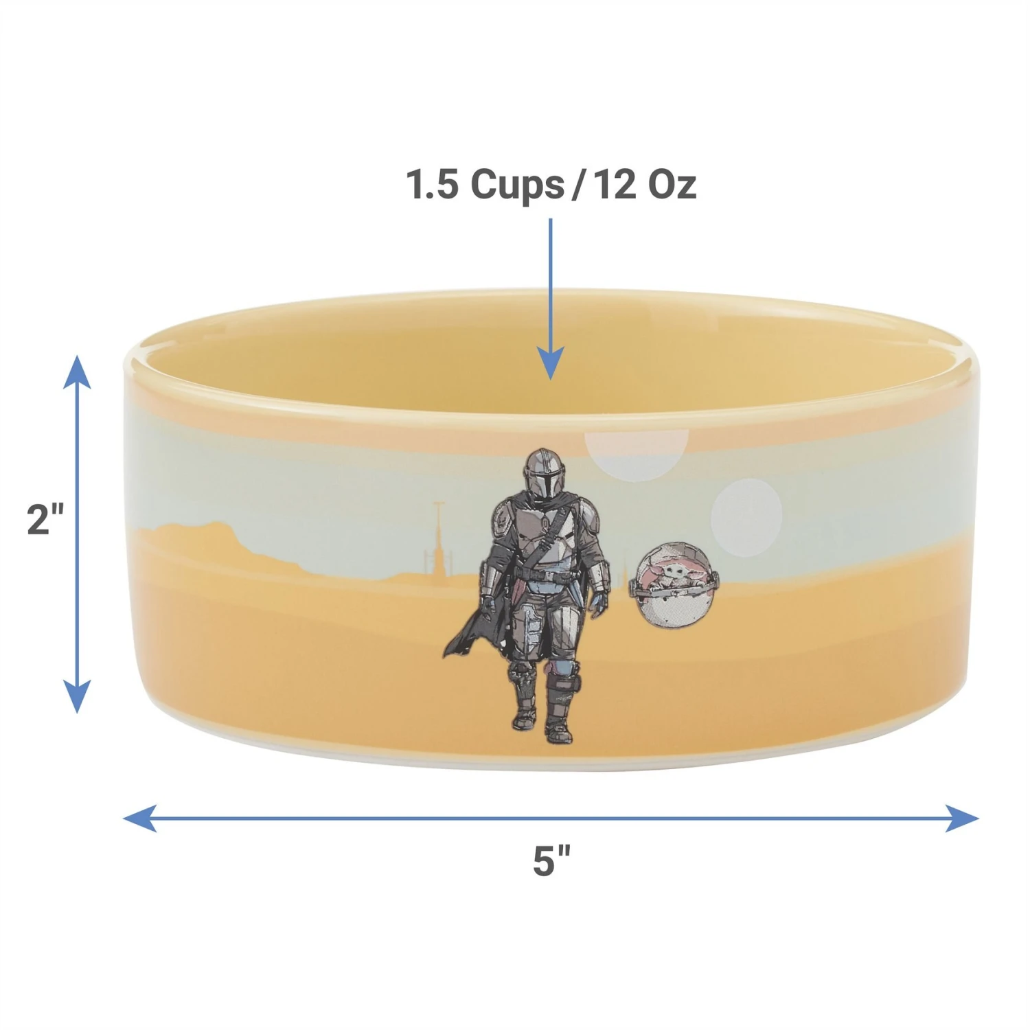 STAR WARS THE MANDALORIAN & CHILD Desert Non-Skid Ceramic Dog & Cat Bowl 2 STAR WARS THE MANDALORIAN & CHILD Desert Non-Skid Ceramic Dog & Cat Bowl - Image 2