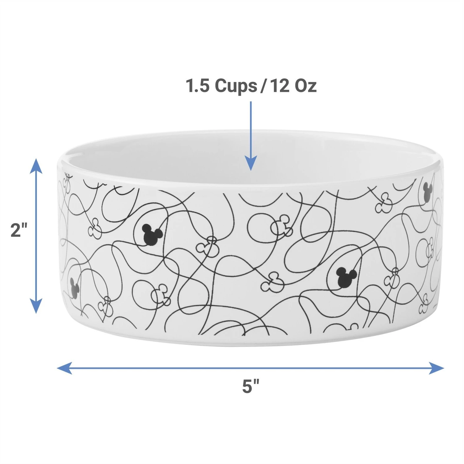 Disney Mickey Lines Non-Skid Ceramic Dog & Cat Bowl 2 Disney Mickey Lines Non-Skid Ceramic Dog & Cat Bowl - Image 2