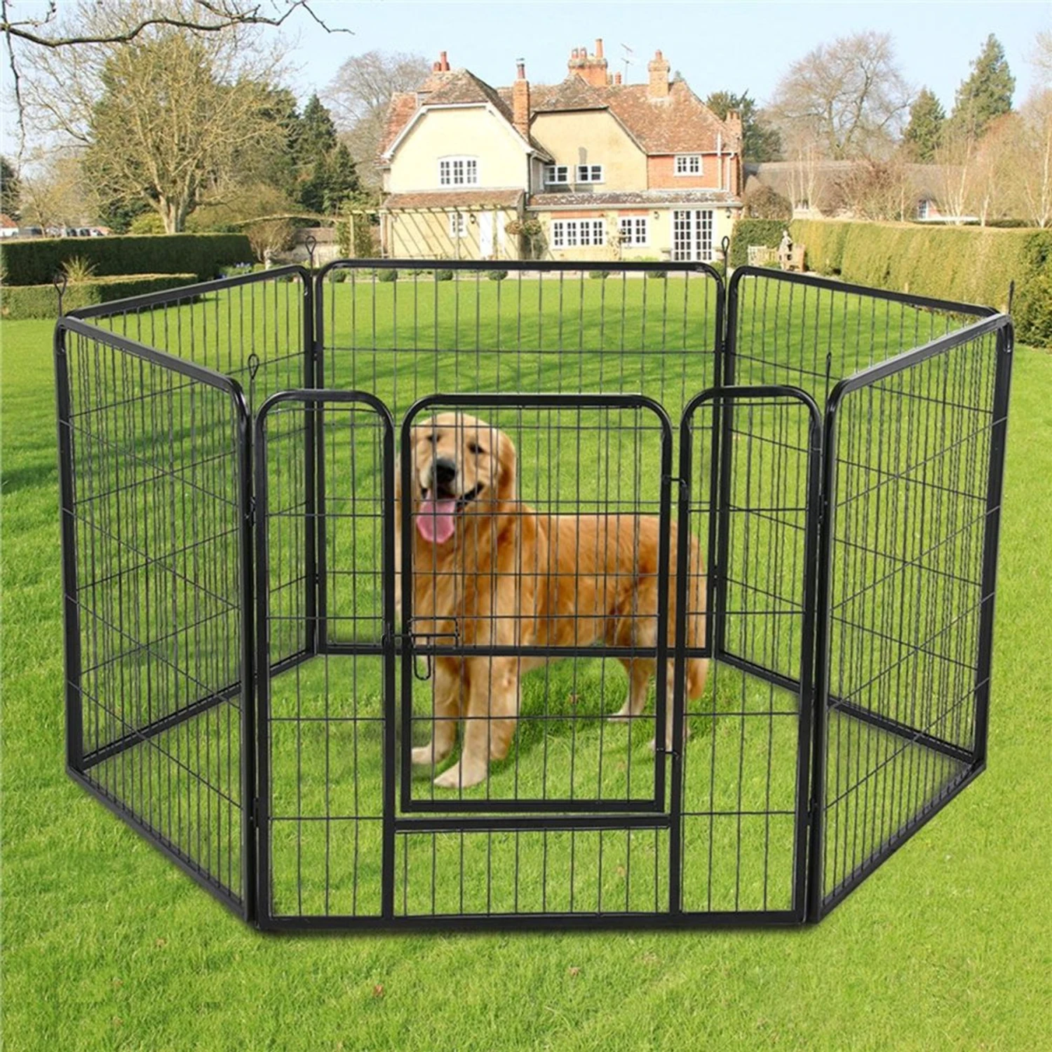 Yaheetech Heavy Duty Wire Dog & Cat Playpen, Black 1 Yaheetech Heavy Duty Wire Dog & Cat Playpen, Black