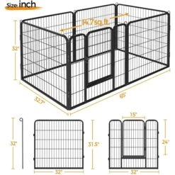 Yaheetech Heavy Duty Wire Dog & Cat Playpen, Black 10 Yaheetech Heavy Duty Wire Dog & Cat Playpen, Black -PetSafe Kong Shop 295094 PT2. AC SS1800 V1659907877