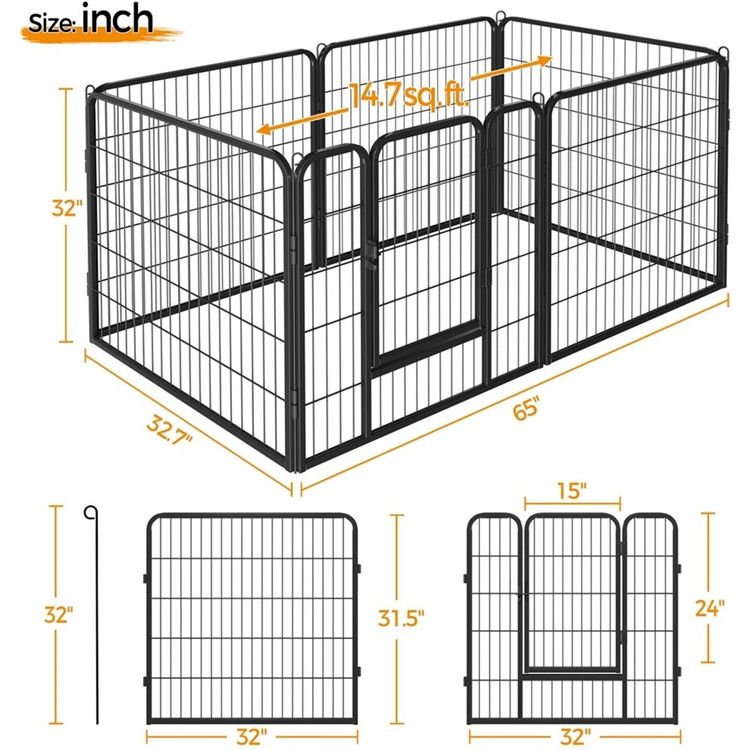 Yaheetech Heavy Duty Wire Dog & Cat Playpen, Black 3 Yaheetech Heavy Duty Wire Dog & Cat Playpen, Black - Image 3