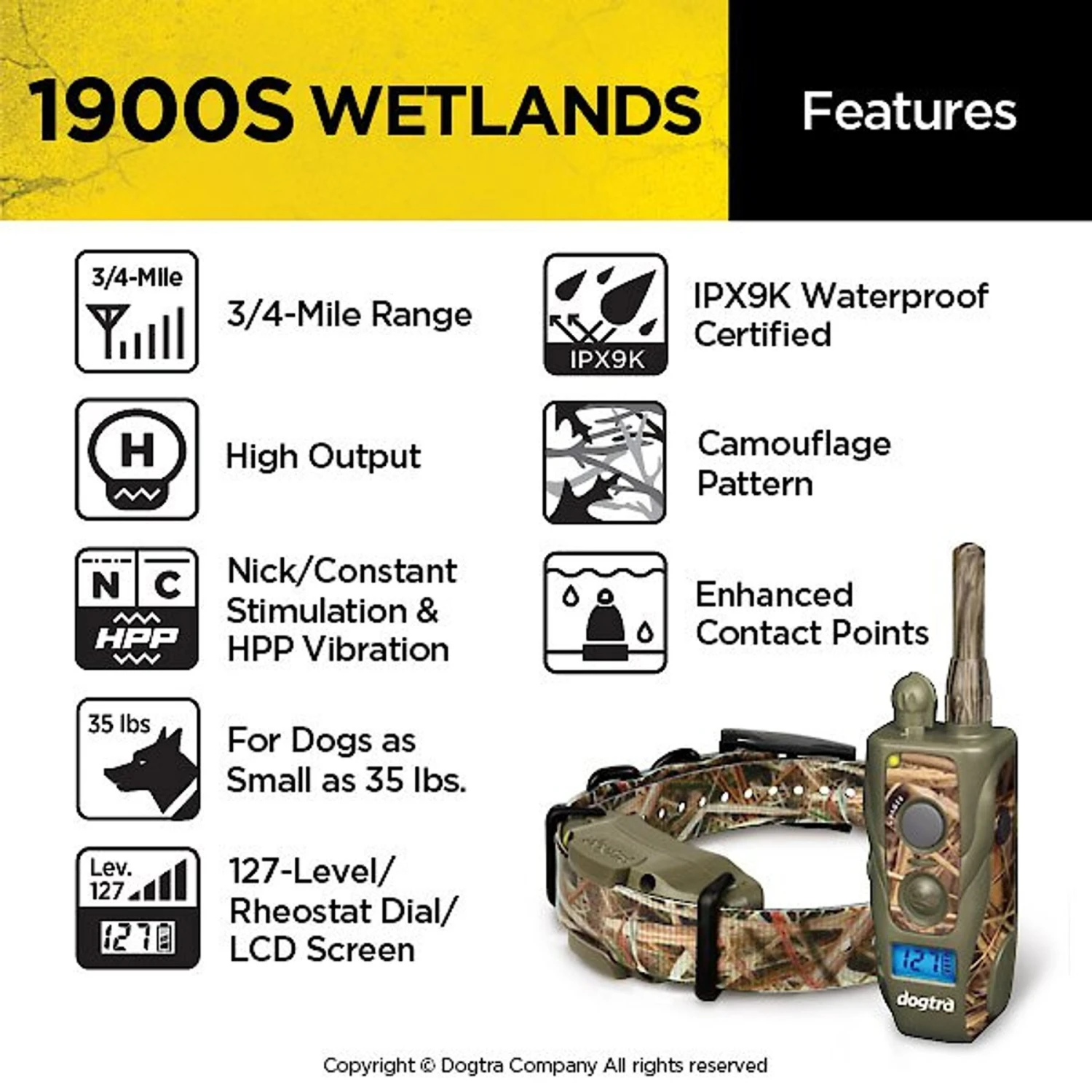 Dogtra 1900S WETLANDS Ergonomic Waterproof High-Output Remote Dog Training E-Collar 4 Dogtra 1900S WETLANDS Ergonomic Waterproof High-Output Remote Dog Training E-Collar - Image 4