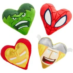 Marvel 's Valentine Candy Heart Heroes Plush Squeaky Dog Toy