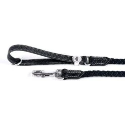 Myfamily El Paso Genuine Embossed Italian Leather & Rope Dog Leash