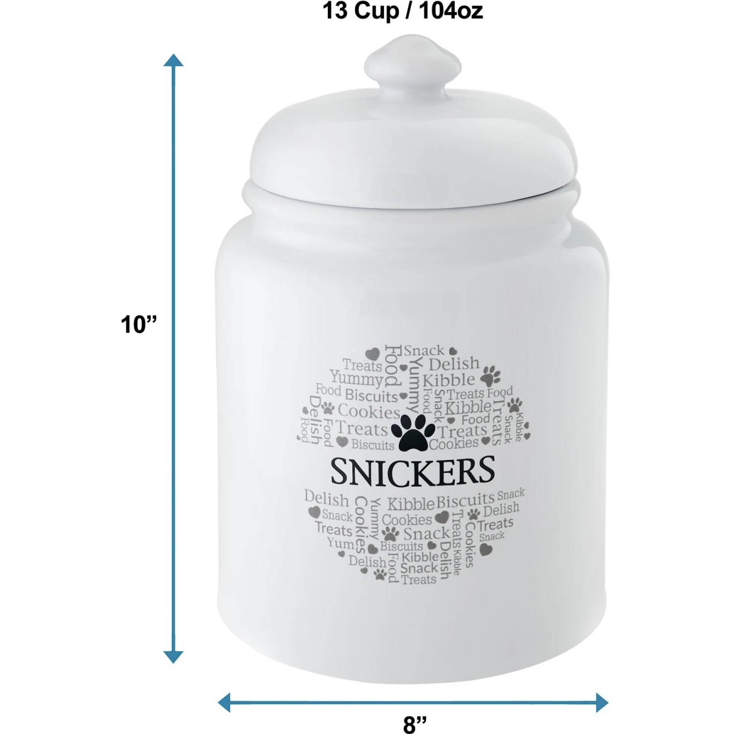 Frisco Ceramic Paw Personalized Treat Jar, 13 Cup, 104oz 2 Frisco Ceramic Paw Personalized Treat Jar, 13 Cup, 104oz - Image 2