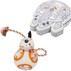 STAR WARS BB-8 Ballistic Nylon Plush Squeaky Dog Toy & STAR WARS MILLENNIUM FALCON Ballistic Nylon Plush Squeaky Dog Toy