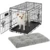 MidWest ICrate Fold & Carry Double Door Collapsible Wire Dog Crate & MidWest Quiet Time Ombre Swirl Dog Crate Mat