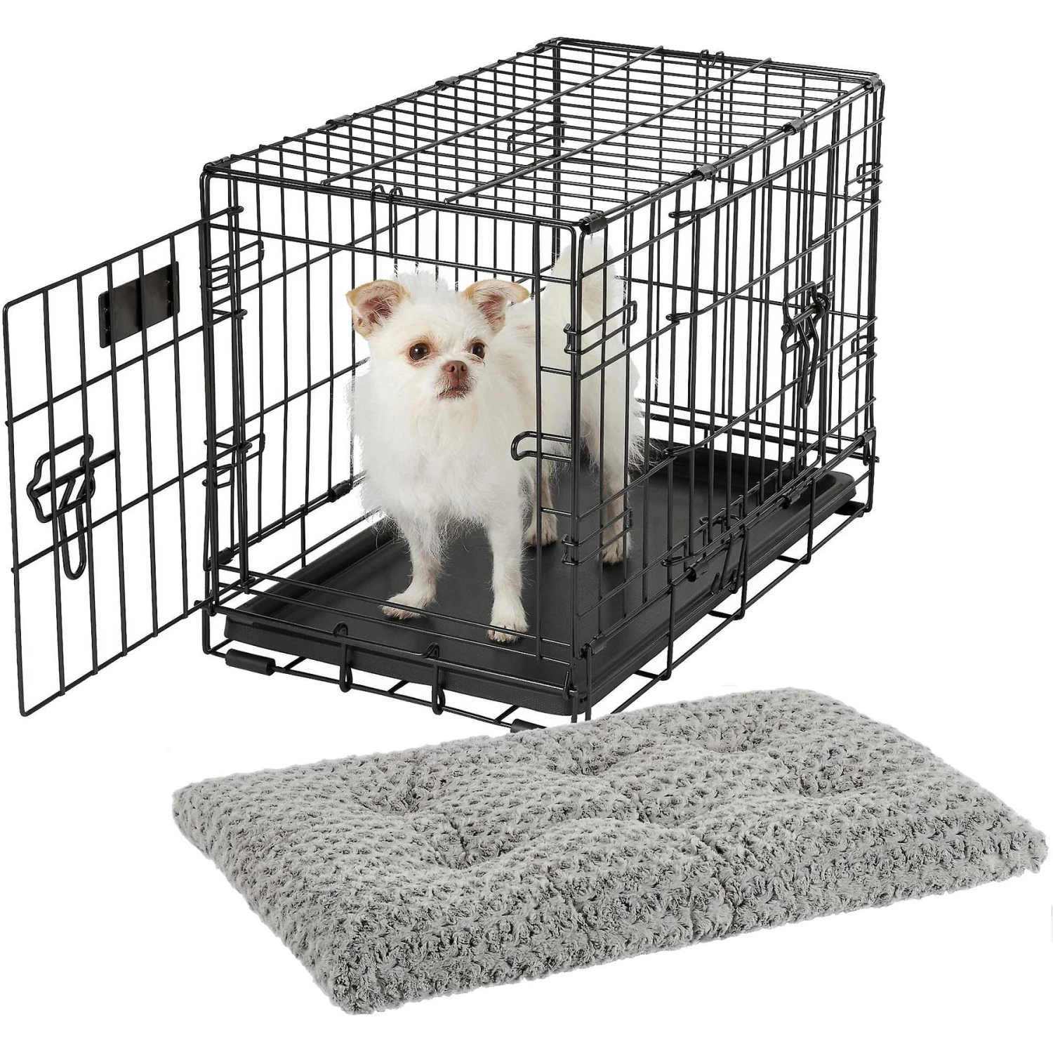MidWest ICrate Fold & Carry Double Door Collapsible Wire Dog Crate & MidWest Quiet Time Ombre Swirl Dog Crate Mat 1 MidWest ICrate Fold & Carry Double Door Collapsible Wire Dog Crate & MidWest Quiet Time Ombre Swirl Dog Crate Mat