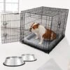 Frisco Fold & Carry Double Door Collapsible Wire Dog Crate & Mat Kit & Frisco Stainless Steel Bowl